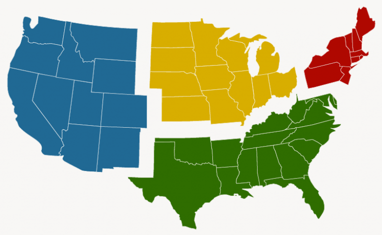 Regions Map Of The Usa