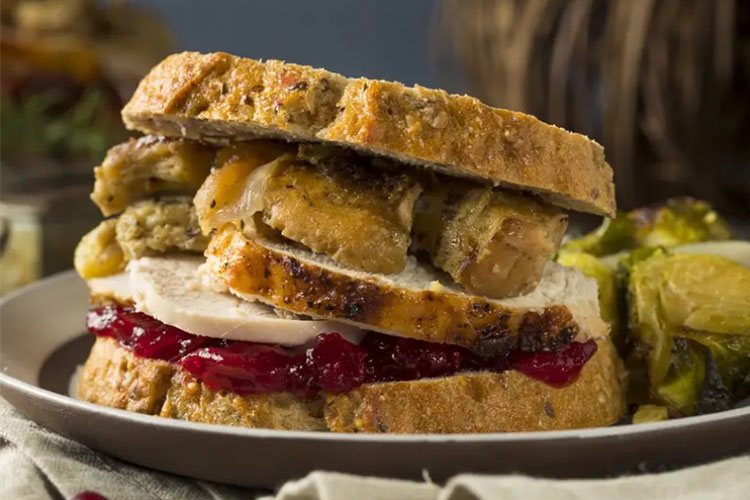 Thanksgiving Holiday Leftover Turkey Sandwich