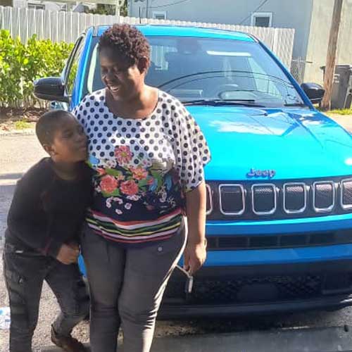 Nurse and Son with Jeep